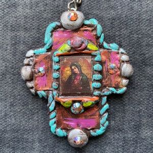 Large Cross Pendant Virgin Mary